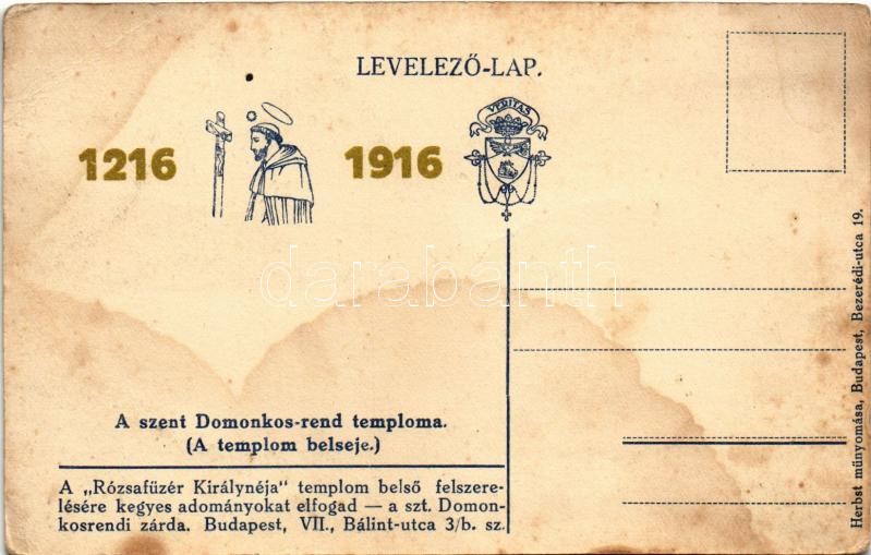 Budapest XIV. Szent Domonkos rendi plébániatemplom (Rózsafüzér királynéja templom), belső (EB) - Image 2