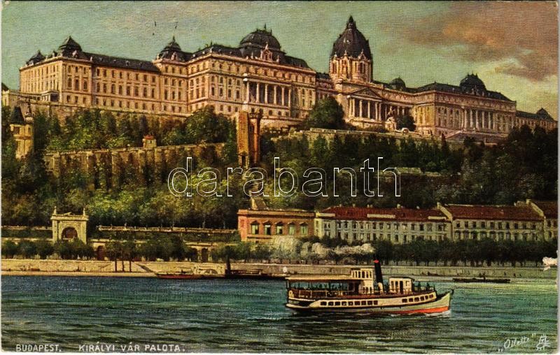 1922 Budapest I. Királxi vár, gőzhajó. Raphael Tuck & Sons' 'Oilette' Serie 'Budapest' No. 778. Weite-Weite-Welt Serien (r)