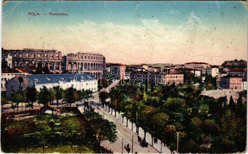 1915 Pola, Pula; Panorama / general view + 'K.u.K. Festungsartilleriebataillon Nr. 3. Ersatzkompagniekader' (fa)