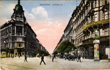 1926 Budapest VI. Andrássy út, villamos, Takarékpénztár (EB)