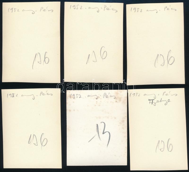 1952 Pécs, Kinszki Imréné és Kinszki Judit feliratozott fényképei a városról és egymásról, 12 db vintage fotó, 6x4,3 cm - Image 2