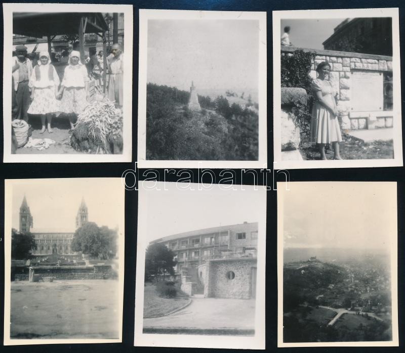 1952 Pécs, Kinszki Imréné és Kinszki Judit feliratozott fényképei a városról és egymásról, 12 db vintage fotó, 6x4,3 cm - Image 3