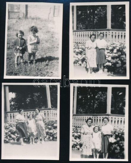 1950 Kinszki Imréné és Kinszki Judit felvételei Győrben, 4 db datált vintage fotó, 5,8x4,5 cm