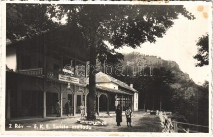 1941 Rév, Körösrév, Vad, Vadu Crisului; Zichy cseppkőbarlang, EKE (Erdélyi Kárpát Egyesület) Turista szálloda, menedékház / Pestera Vadu Crisului / tourist hotel near the stalactite cave (fl)
