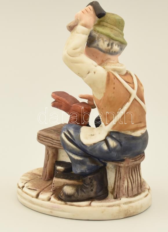 Cipész, biszkvit porcelán figura, kézzel festett, jelzetlen, kopásnyomokkal, m: 16 cm - Image 4