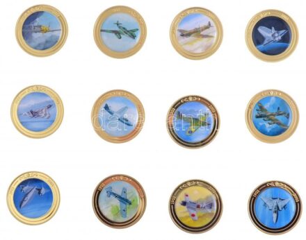 Nagy-Britannia 2003. 'Century of Flight (A repülés évszázada)' egyik oldalán multicolor festett, aranyozott fém emlékérem szett (24xklf) 'WESTMINSTER' feliratú dísztokban (38mm) T:1