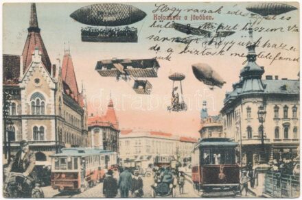 1912 Kolozsvár, Cluj; A jövőben montázs. Bernát papíráruház kiadása / in the future montage (EK)