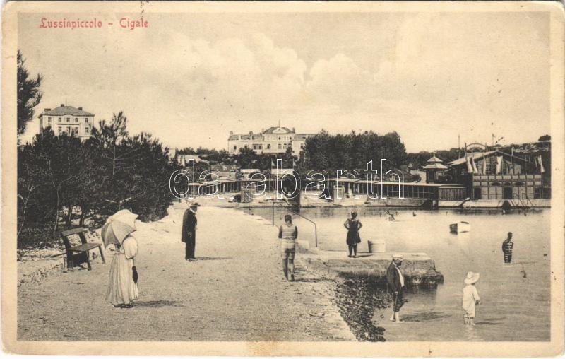 1913 Mali Losinj, Lussinpiccolo; Cigale / beach, bathers (EK)