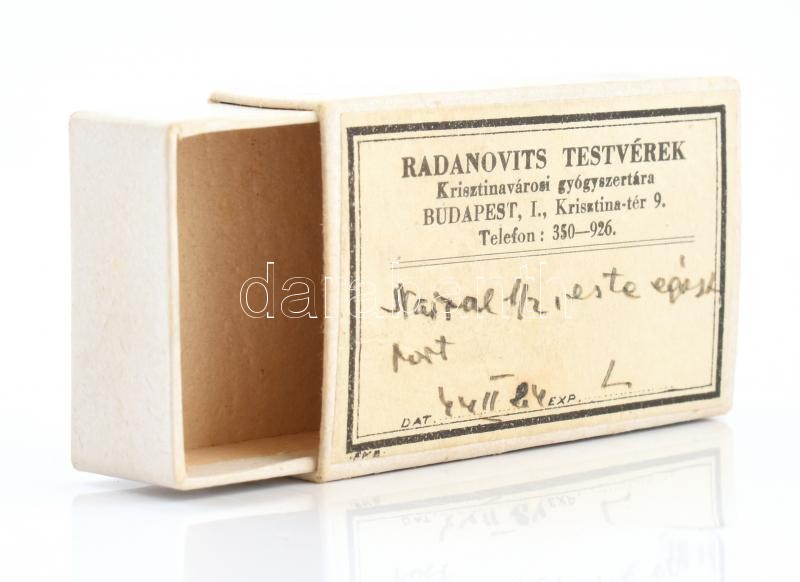 Radanovits Testvérek Krisztinavárosi Gyógyszertára papírdoboz, 6×4×2 cm