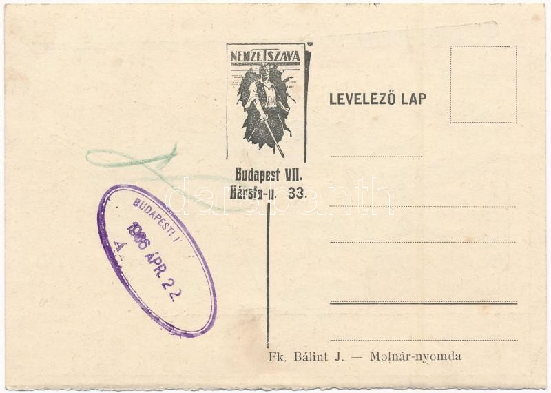 Nemzet Szava a Magyar Nemzeti Szocialista Földműves- és Munkáspárt hivatalos napilapja (később hetilapja) (EK) - Image 2