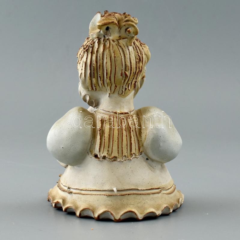 Kovács Éva (1938-): Ülő lány, mázas kerámia, hibátlan, jelzett, m: 16cm - Image 2