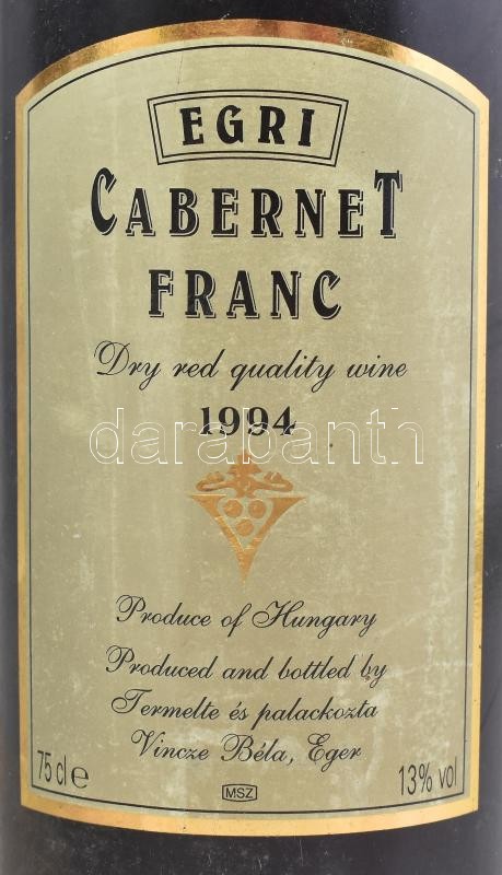 1994 Vincze Béla, Egri Cabernet franc 1994 bontatlan palack nemzetközi díjnyertes vörösbor.Jól tárolt. - Image 2