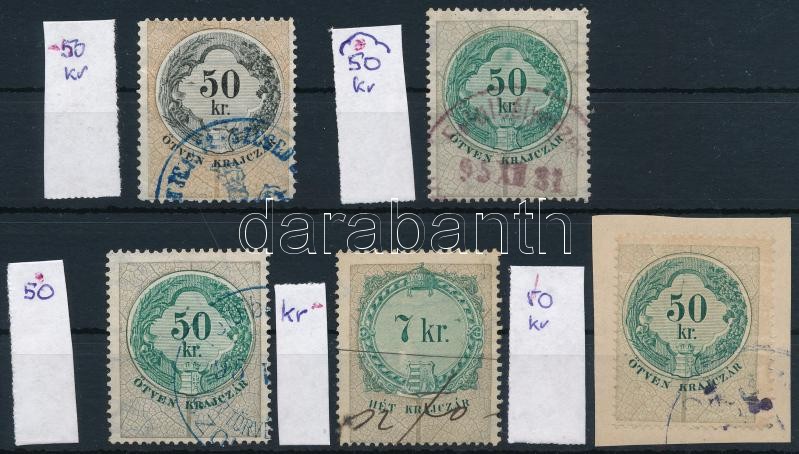 1891 5 db illetékbélyeg klf vésésjavításokkal