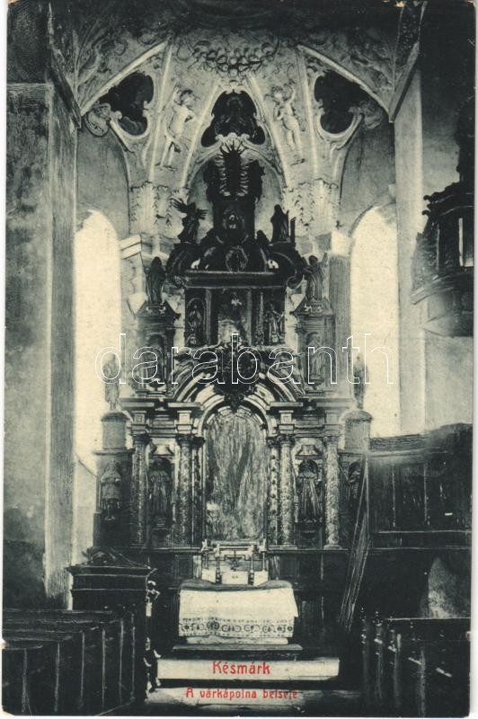 Késmárk, Kezmarok; A várkápolna belseje. W.L. Bp. 2895. / castle chapel, interior (kis szakadás / small tear)