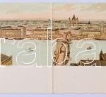 Budapest. Négy részes kihajtható litho panorámalap / 4-tiled folding litho panoramacard. Rigler J.E. rt.
