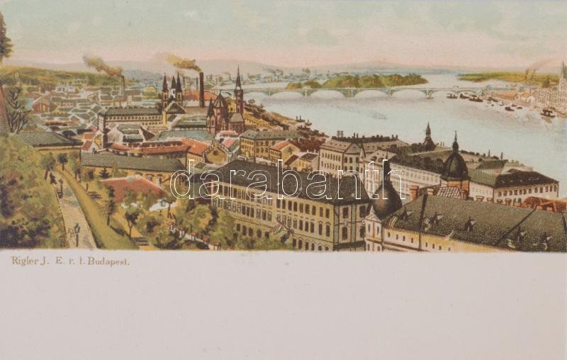 Budapest. Négy részes kihajtható litho panorámalap / 4-tiled folding litho panoramacard. Rigler J.E. rt. - Image 2