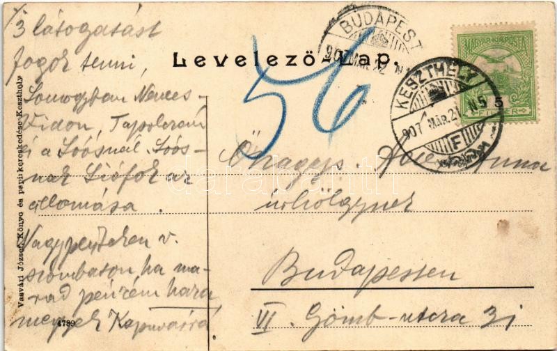 1907 Keszthely, Balaton part, móló. Vasvári József kiadása - Image 2