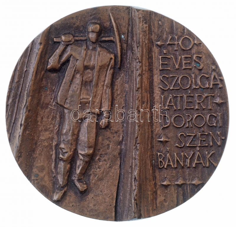 DN '40 éves szolgálatért Dorogi Szénbányák' egyoldalas Br plakett (96,5mm) T:2