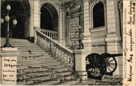 1904 Nagyvárad, Oradea; Hadapród iskola előcsarnoka, belső / K.u.k. military cadet school interior (EK)