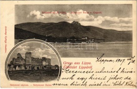 1907 Lippa, Lipova; Solymosi vár és tájéka. Krivány György / castle