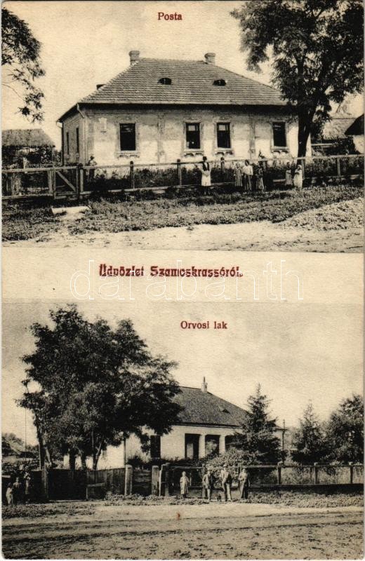 1912 Szamoskrassó, Krassó, Caraseu; posta, orvosi lak / post office, doctor's house