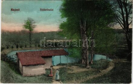 1911 Kisjenő, Kis-Jenő, Chisineu-Cris; Hádarészlet. Rosenthal Pál kiadása / park, pond (EK)