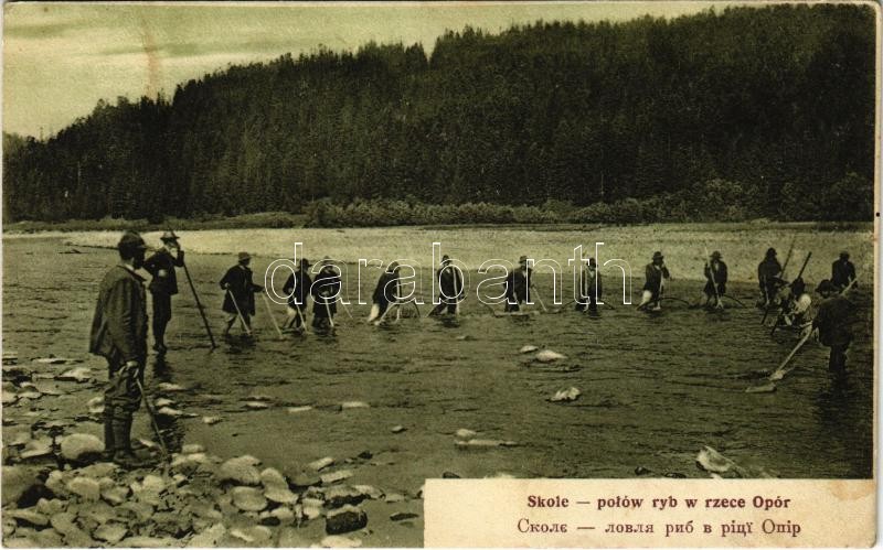 Skole, Polów ryb w rzece Opór / fishing in the river. Fot. Prof. K. Eljasz (EK)