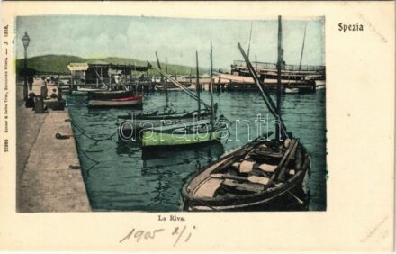 1905 La Spezia, La Riva / port, boats, steamship