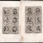 cca 1800 55 db uralkodókat, híres embereket ábrázoló rézmetszetű illusztrált tábla 17x11 cm és dupla méretben