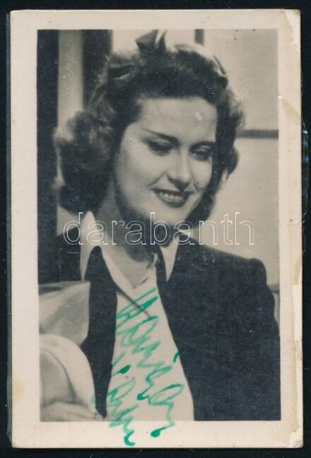 Karády Katalin (1910-1990) színésznő mini fotója autográf aláírásával 4x6 cm