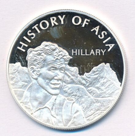 Mongólia 2003. 1000T Ag 'Ázsia történelme - Edmund Hillary' kapszulában (19,72g/0.999 vagy 0.925/39mm) T:PP ujjlenyomat Mongolia 2003. 1000 Tugrik Ag 'History of Asia - Edmund Hillary' in capsule (19,72g/0.999 or 0.925/39mm) C:PP fingerprint