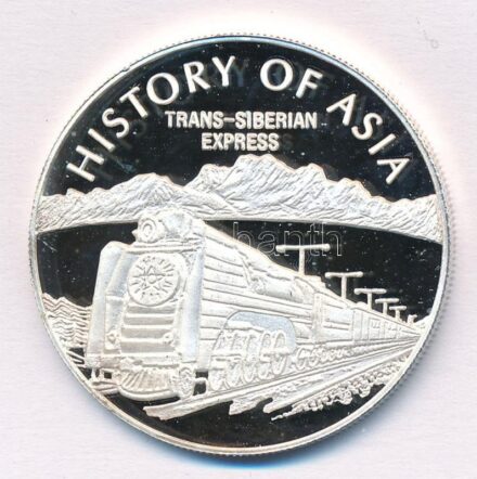 Mongólia 2003. 1000T Ag 'Ázsia történelme - Transz-Szibériai Expressz' kapszulában (19,50g/0.999 vagy 0.925/39mm) T:PP ujjlenyomat, patina, ph. Mongolia 2003. 1000 Tugrik Ag 'History of Asia - Trans-Siberian Express' in capsule (19,50g/0.999