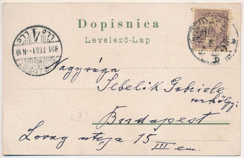 1901 Zagreb, Zágráb; Trg Franje Josipa / Ferenc József tér, színház / square and theatre (EK) - Image 2