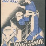 cca 1940 Káldor László (1905-1963): Magyar Divatcsarnok élelmiszer osztály prospektus, 'Az olcsó és jó ebéd titka!', 4 sztl. lev.