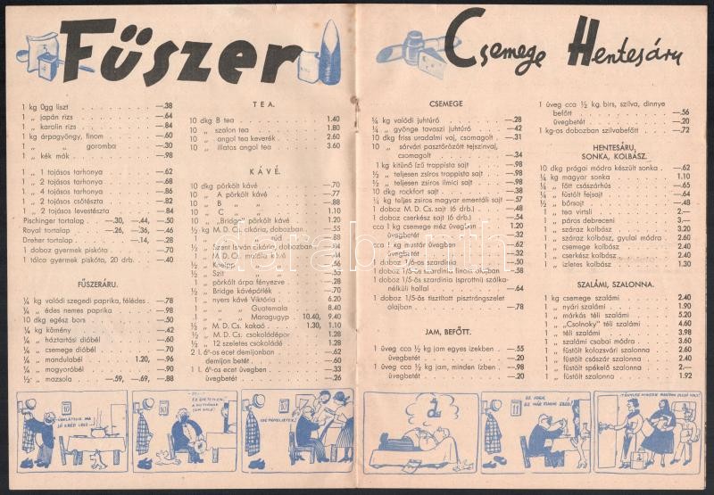 cca 1940 Káldor László (1905-1963): Magyar Divatcsarnok élelmiszer osztály prospektus, 'Az olcsó és jó ebéd titka!', 4 sztl. lev. - Image 2