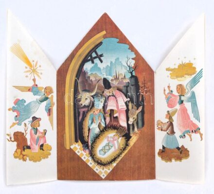 cca 1930 Boldog Karácsonyi Ünnepeket, Szövetkezeti Bolt reklám prospektus, 20x12 cm, kihajtva: 24x20 cm