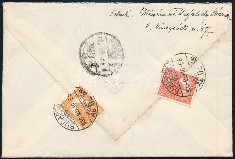 1930.III.10 Mészáros Lajosné szül. Kisfaludy Mária (1887-?) gratuláló levele Kézdi-Kovács László (1864-1942) festőművészhez, műkritikushoz, négy évtizedes művészi munkájának jubileuma alkalmából és a levelében arra kéri - Image 2