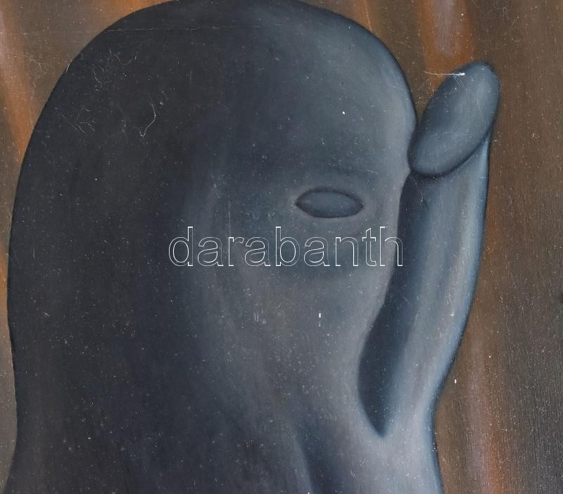 Gaál József (1960-): Zaalezart II., 1995. Olaj, vászon. Jelzett a hátoldalán. 85x40 cm. Párdarabja reprodukálva: Szabó Noémi: Az önmagával viaskodó ember. Gaál József művészete. Bp., 2010, T-Art Alapítvány. Egészen apró - Image 2