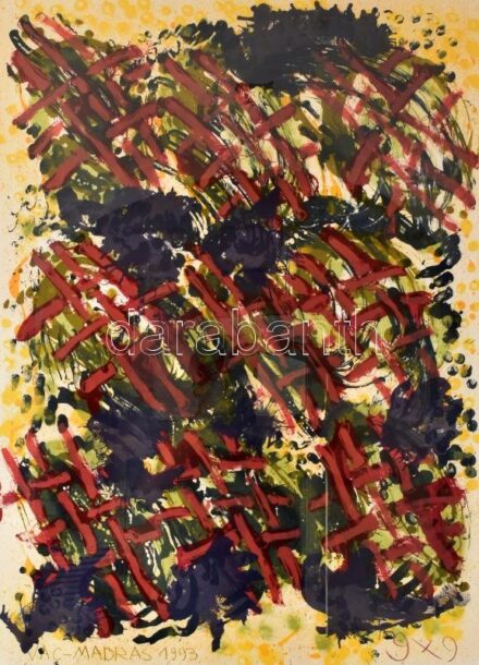 Swierkiewicz Róbert (1942-2019): A teremtés örömei III., 1993. Litográfia, papír. Jelzett. Művészpéldány E.A. I/V számozással. Üvegezett keretben. 89x64 cm / lithograph on paper, signed, artist's proof, numbered E.A. I/V, framed
