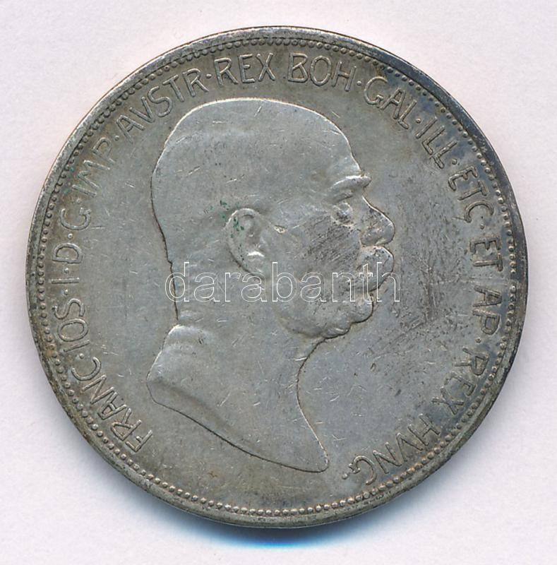 Ausztria 1908. 5K Ag 'Ferenc József - Jubileum' T:2-,3 patina Austria 1908. 5 Corona Ag 'Franz Joseph - Jubilee' C:VF,F patina Krause KM#2809