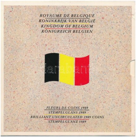 Belgium 1989. 50c - 50Fr (10xklf, 5x vallon, 5x flamand) forgalmi sor + 'Belga Királyi Pénzverde' emlékveret szettben, karton dísztokban T:1 kis patina, a tokon kisebb sérülések Belgium 1989. 50 Centimes - 50 Francs (10xdiff, 5x walloon, 5x