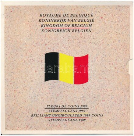 Belgium 1989. 50c - 50Fr (10xklf, 5x vallon, 5x flamand) forgalmi sor + 'Belga Királyi Pénzverde' emlékveret szettben, karton dísztokban T:1 kis patina, a tokon kisebb benyomódások Belgium 1989. 50 Centimes - 50 Francs (10xdiff, 5x walloon,