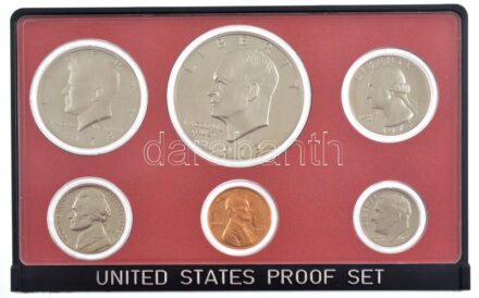 Amerikai Egyesült Államok 1973S 1c - 1$ (6xklf) proof szett eredeti műanyag dísztokban T:PP patina, a tok sérült USA 1973S. 1 Cent -1 Dollar (6xdiff) 'United States Proof Set' in original plastic hardcase C:PP patina, the case is damaged
