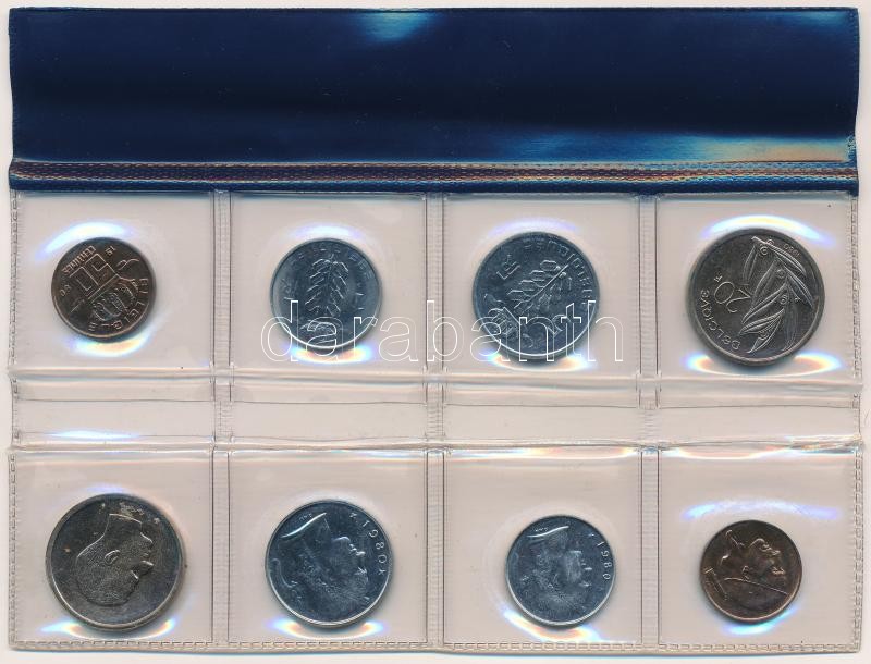 Belgium 1980. 50c - 20Fr (8xklf, 4x vallon + 4x flamand) 'Monnaie Royale de Belgique - Koninklijke Munt van België' forgalmi sor eredeti lezárt műanyag tokban T:1 patina Belgium 1980. 50 Centimes - 20 Francs (8xdiff, 4x 'Belgique' 4x 'Belgie' ) - Image 2