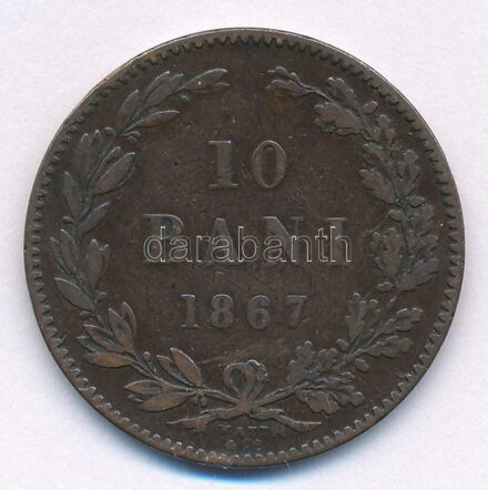 Románia 1867. 10b Cu 'Watt & Co.' T:2-,3 patina, ph Romania 1867. 10 Bani Cu 'Watt & Co.' C:VF,F patina, edge error Krause KM#4.2