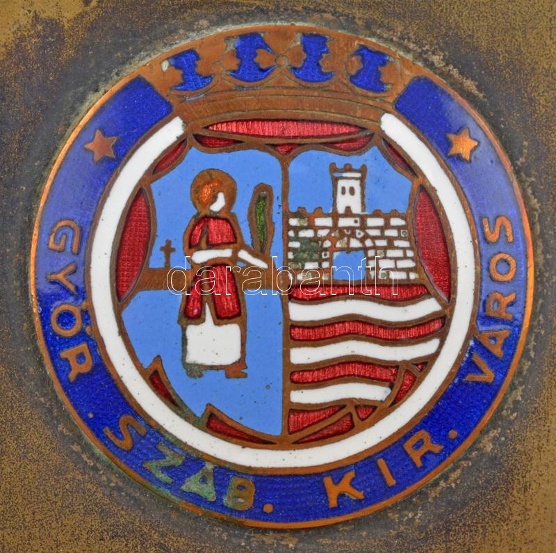 1935. 'Csillagtúra GYAMC (Győri Automobil és Motor Club) - 1935. IX. 8.' részben zománcozott bronz díjplakett (75x50mm) T:2 / Hungary 1935. 'Star tour GYAMC (Győr Automobil and Motor Club) - 8.09.1935' partially enamelled bronze award plaque - Image 2