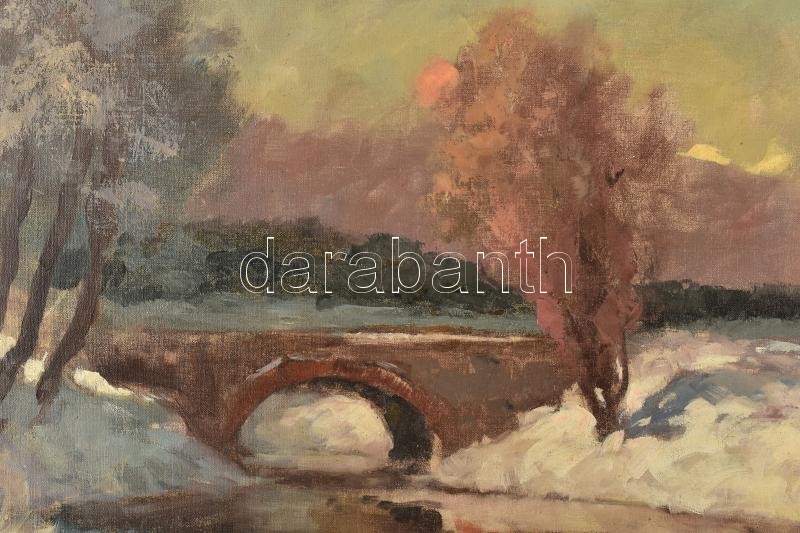 Pádly Aladár (1881-1949): Vízparti fények. Olaj, vászon, jelezve jobbra lent. Apró restaurálással. Dekoratív fakeretben. 60×80 cm / oil on canvas, signed lower right, with small restoration. Framed. - Image 3