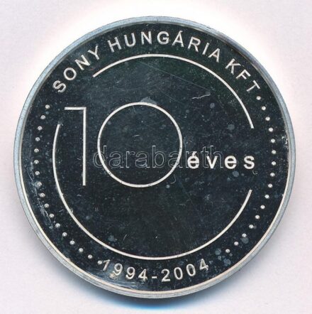 2004. '10 éves a Sony Hungária Kft. 1994-2004 / Sony. Önnel bármire képes' jelzett Ag emlékérem (31,51g/0.999/42,5mm) T:1 (eredetileg PP) fo., patina
