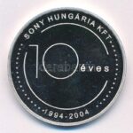 2004. '10 éves a Sony Hungária Kft. 1994-2004 / Sony. Önnel bármire képes' jelzett Ag emlékérem (31,49g/0.999/42,5mm) T:1 (eredetileg PP) fo., patina