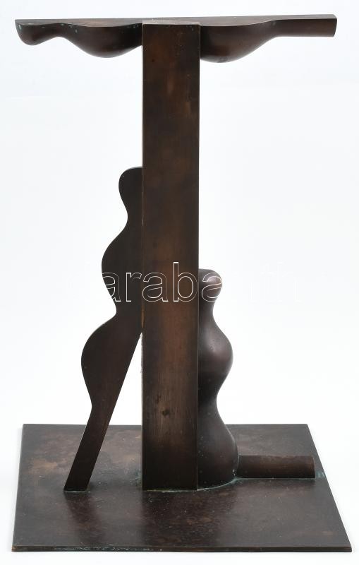 Deim Pál (1932-2016): Golgota. Patinázott bronz. Jelzés nélkül. 24,5x24,5x37.5cm
